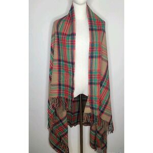 J. Crew Blanket Scarf Saddle Scotty Plaid Fringe Cozy Soft Cabin Preppy